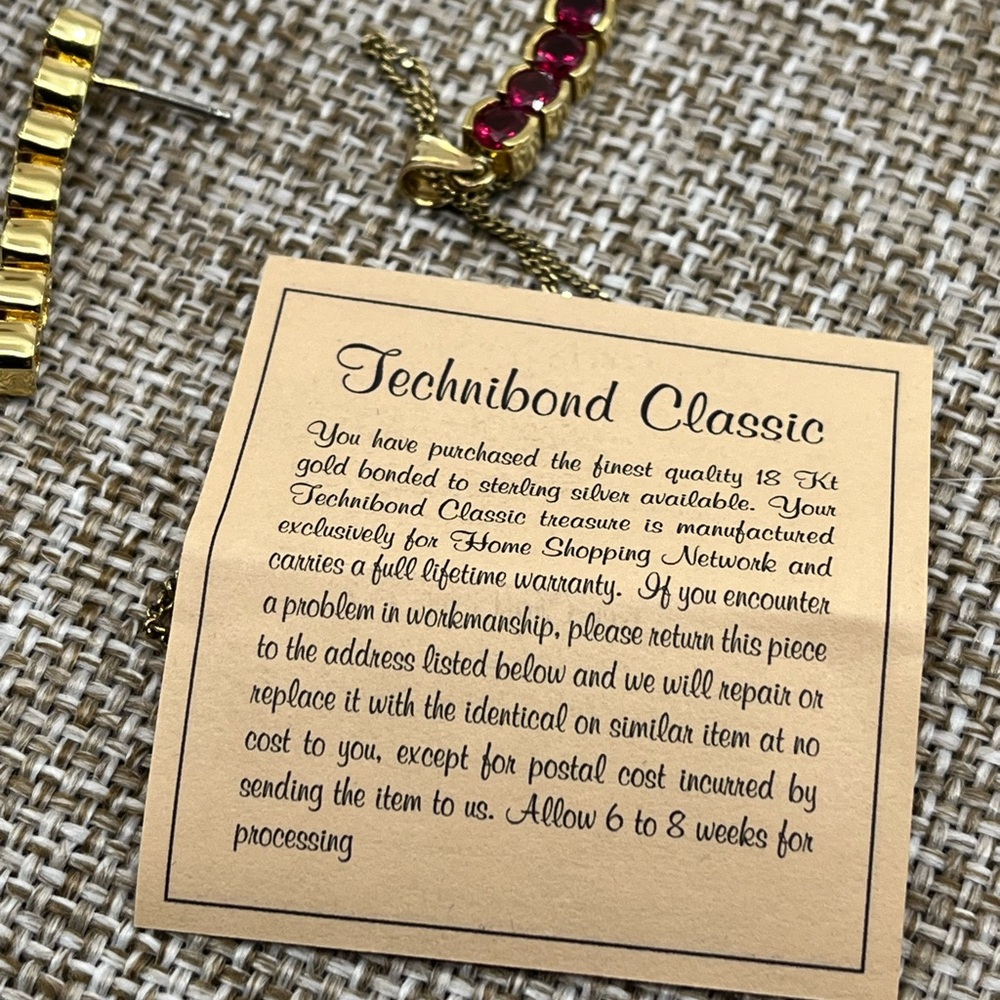 Vintage Technibond Classic 18K Gold Bonded 925 Necklace & Earring Set - Picture 8 of 17